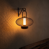 Lanterne portable en métal avec cage en fil métallique, 3 couleurs, sans fil, rechargeable, pour le camping, la terrasse, la table de chevet, lumière d'ambiance LED