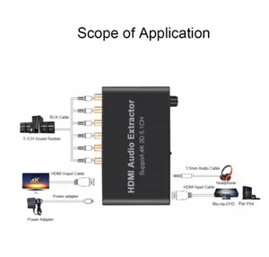 New Support 4K 3D 5.1CH HDMI-compatible Audio Extractor Decode Coaxial To RCA AC3/DST To 5.1 Amplifier Analog Converter