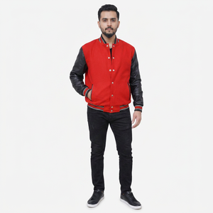 Blouson universitaire personnalisé de haute qualité pour homme, grandes tailles, hiver, col montant, logo frontal, 100 % coton respirant, broderie authentique - Product Image 1