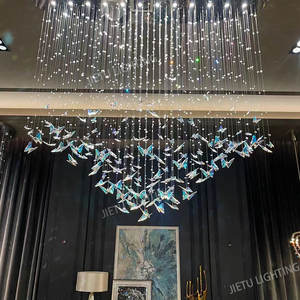 Lampadario moderno personalizzato a goccia di pioggia in vetro a farfalla lungo per soggiorno decorativo Design a goccia di pioggia - Product Image 3