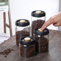 Pot à café hermétique, pot de conservation anti-humidité, pot de conservation sous vide, pot à thé en verre, pot de rangement, boîte de rangement, feuilles de thé