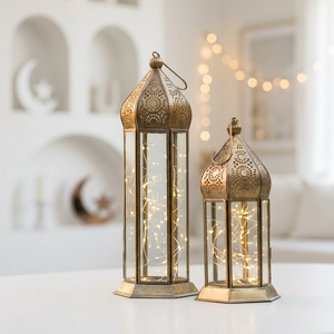 Décorations du Ramadan 2027, lanternes marocaines en métal antique en laiton pour table et sol - Product Image 1