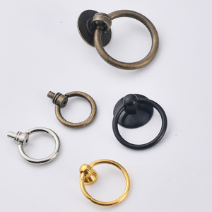 Furniture Handle Ring Zinc Alloy <b>Drawer</b> Pull Traditional Style Durable Cabinet Door <b>Knob</b> Single Hole Mounting - Product Image 1