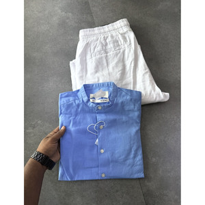 Camicie in <span class=keywords><strong>Lino</strong></span> per <span class=keywords><strong>Uomo</strong></span>, Casual e Comode, Tinta Unita - Product Image 3