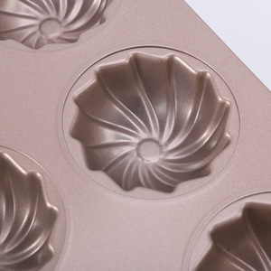 Carbon Steel 6 Piece <b>Threaded</b> Cupcake Mold Muffin Pan Round Light Gold Oven Safe Baking <b>Tool</b> For Home Use - Product Image 1