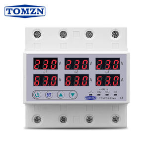 Миниатюрные автоматические выключатели с регулируемым напряжением 3 фазы 3 P + N Din рейка Вольтметр Амперметр протектор тока предельный монитор реле - Product Image 1