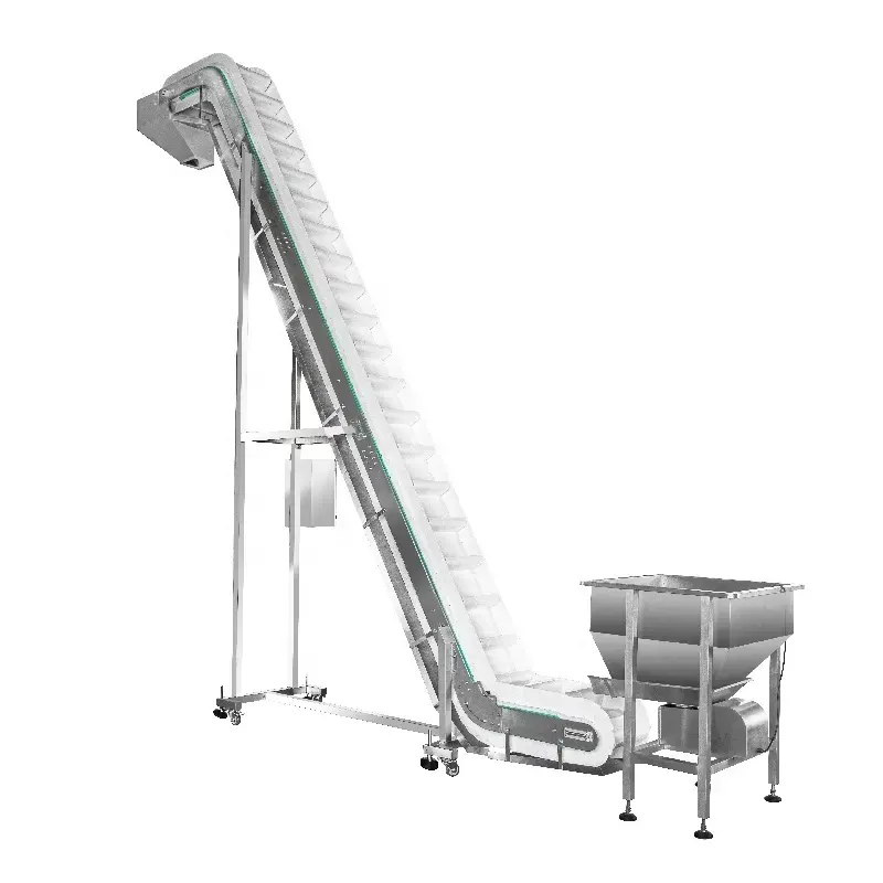 Mantar konveyör üreticisi odak makineleri PP kemer sıcak ürün taşımak için hazne ile 2023 konveyör