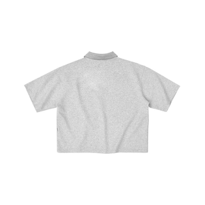 Wholesale Oversized <b>Cropped</b> <b>Polo</b> <b>Shirt</b> with Contrast Collar Casual Short Sleeve Knit Top Summer Preppy Loose Crop <b>Polo</b> - Product Image 4