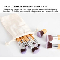 Set Kuas Makeup Bulu Sintetis Berkualitas Tinggi 11 Buah Gagang Bambu Alami Vegan Bebas Kekejaman Hewan Alat Kecantikan