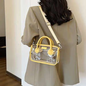 Multi functional transparent shoulder bag with zipper, large capacity <b>jelly</b> handbag, fashionable crossbody bag - Product Image 1