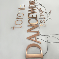 Letrero de canal 3D personalizable para exterior, letrero de tienda impermeable LED, señalización publicitaria, decoración de pared de oficina de Metal dorado rosa