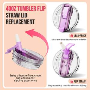 แก้วทัมเบลอร์40ออนซ์ฝาฟางแบบพลิกได้, 100% อะไหล่ฝาปิดกันฝุ่นกันรั่วฝาครอบแบบ Tritan สำหรับ Quencher Tumbler - Product Image 5