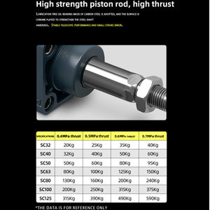 מוט בוכנה צילינדר סטנדרטי פעולה כפולה צילינדר אוויר פניאומטי תעשיית אלומיניום מסופק מיסב מסדרת SC סגסוגת אלומיניום - Product Image 6