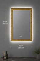 Miroir LED intelligent éclairé mural pour salle de bain, anti-buée, interrupteur tactile, intensité réglable, 3 températures de couleur, IP44 CE