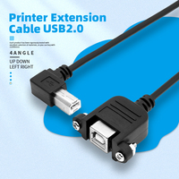 Cable de Extensión USB B Macho a USB B Hembra de Montaje en Panel de Primera Calidad con Bloqueo de Tornillo para Impresoras y Dispositivos de Oficina