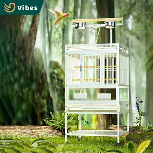 Nouveauté Cage à oiseaux multi-modèles grande avec support roulant pour cage à oiseaux perroquets grande double avec étagère