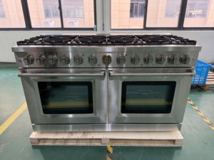 60 pouces. 9,2 Cu. Cuisinière à gaz intelligente autonome avec 9 brûleurs hermétiques, double four électrique à convection et grilles en fonte - Product Image 1