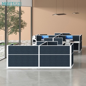 Bureau de travail moderne de haute qualité, bureau informatique 2/4/6 places avec cloison en L, espace de travail ouvert pour usage professionnel - Product Image 2