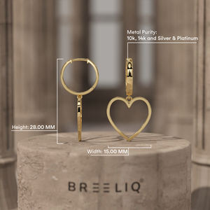ต่างหูห่วงรูปหัวใจทองคำแท้ 14K แบบเรียบหรู ดีไซน์ห้อยระย้ารูปหัวใจ เครื่องประดับอันประณีตสำหรับผู้หญิง - Product Image 4