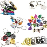 Porte-clés de levier de vitesse personnalisé avec logo, en acier inoxydable, modèle de pièce automobile, avec impression UV sérigraphiée, style tendance