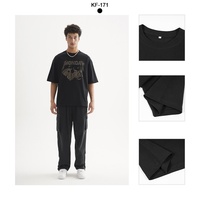 Kaos Pria Kasual Model Raglan Vintage Motif Bunga Laser Trendi Amerika, Bahan Katun 240g Berkualitas Tinggi, Potongan Longgar