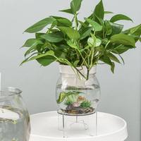 Aquarium hydroponique KAJI créatif 2-en-1 intégré en plastique écologique, support de bol transparent pour bureau