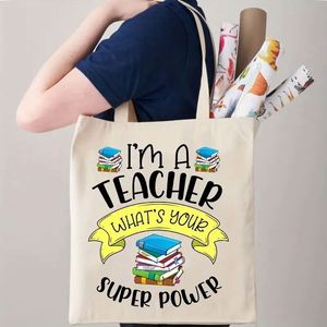 2 Bolsas de Lona Medianas con Estampado de Letras, Incluye Bolsa de Maquillaje con Cierre para Viaje, 100% Algodón, Bolsas de Compras para Estudiantes - Product Image 6