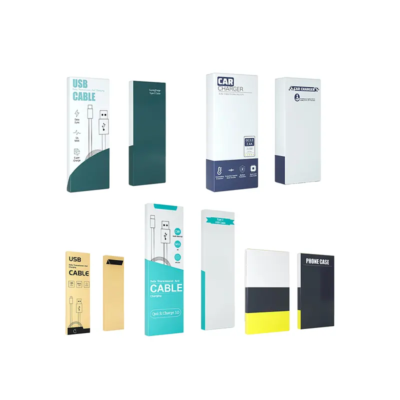 Aangepaste Papieren Dozen Verpakking Elektronische Producten Vormen Usb-Datakabel Oplaadkabel Accessoires Witte Kartonnen Verpakking