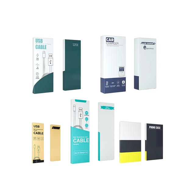 Custom Brand logo Printed Packaging Electronic Products Forming USB Data Cable Charging Accessories White Cardboard Paper Boxes