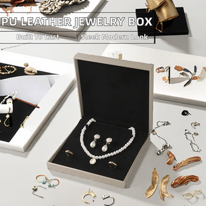 Jewelry <b>Box</b> Organizer for Women, Elegant Flip-Top Gift <b>Box</b> with Black Velvet Lining for Necklaces <b>Earrings</b> Rings - Product Image 2