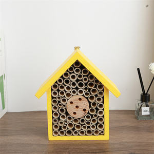 บ้านผึ้งเมสันโรงแรมผึ้งสีฟ้ากลางแจ้งสำหรับสวนและลานรังไม้ไผ่ทำมือสำหรับผึ้งผีเสื้อและเต่าทอง - Product Image 2