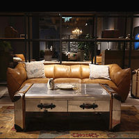 Table basse de style américain rustique vintage industrielle avec plateau en aluminium et rangement pour bar, KTV, magasin de vêtements et studio photo