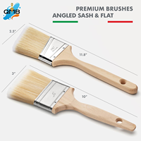 Ensemble de pinceaux à manche long en bois, design ergonomique, qualité DIY, OEM pris en charge, tailles personnalisées pour les applications de peinture et de nettoyage