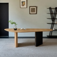 Vente directe d'usine, table à manger rétro américaine en forme de goutte d'eau, table longue avec pieds courbes de couleur contrastée, personnalisable