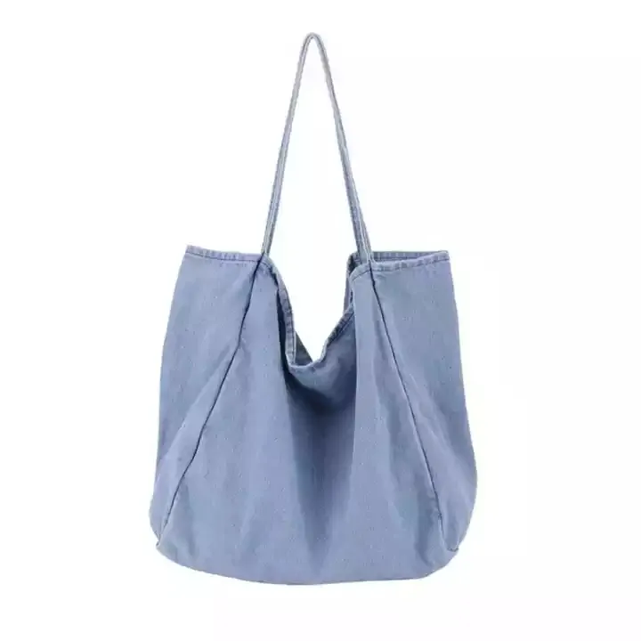 Hot Sale blau Werbe Leinwand Einkaufstaschen Veranstalter Cotton Delicate Private Label Damen Geschenk Einkaufstasche mit Logo