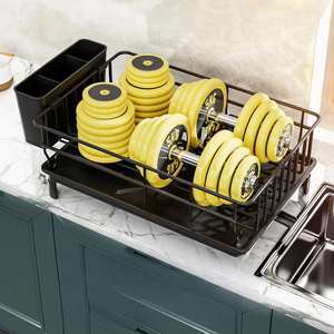 Single Layer Hollow Metal <b>Dish</b> <b>Rack</b> Kitchen Countertop Drainage Tray Multifunctional Tableware <b>Rack</b> Rust Resistant Durable - Product Image 4