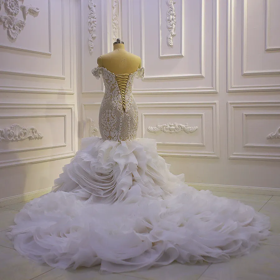 2022 Mermaid Wedding Bridal Dress One Line Beaded Simple Sexy Sweetheart Plus Size Dress