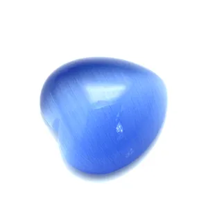 China Wholesale Beautiful Good Shiny Lovely Heart Shape Cabochon Flat Back Synthetic Blue Cat's Eye Stone Gems