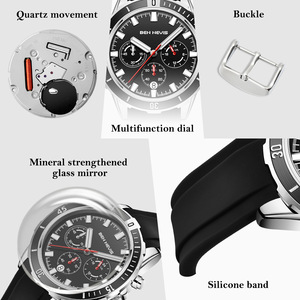 Relojes analógicos con estilo de moda para hombre, <span class=keywords><strong>reloj</strong></span> de pulsera clásico de cuarzo con cronógrafo de banda de silicona resistente al agua para trabajo deportivo para hombre - Product Image 4