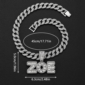 Pendentif Hip Hop pour Homme, Lettre <span class=keywords><strong>ZOE</strong></span> en Diamant Carré Effet Sucre, Bijou de Collier Cubain Hip Hop au Style Unique - Product Image 2