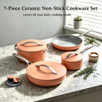 Ensemble de 7 ustensiles de cuisine en céramique antiadhésive en aluminium pour cuisinière à induction, idéal pour les restaurants - Vente en gros fabricant