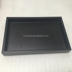 Plateau rectangulaire long et étroit noir décoratif <span class=keywords><strong>en</strong></span> <span class=keywords><strong>bois</strong></span>, <span class=keywords><strong>porte</strong></span>-bougie, centre de table, plateau à souvenirs sans poignée pour la décoration de la maison et du bar à café - Product Image 6
