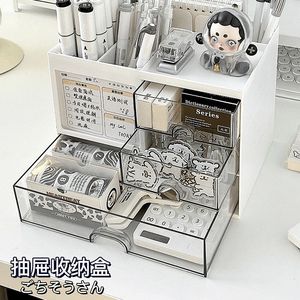 Drawer Style Desktop Storage Box Acrylic Pen Holder <b>Office</b> Organizer Student Stationery Drawer Cabinet Rectangle Standing Type - Product Image 3