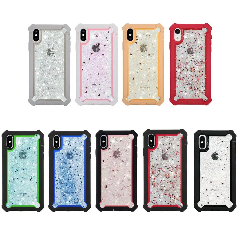 Four Shockproof Corner Cell Phone Glitter Case For Iphone X Case Epoxy Bling Bling