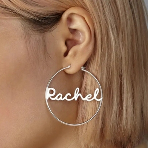 Pendientes con Logotipo Personalizado para Joyería Personalizada, Pendientes de Acero Inoxidable Chapados en Oro de 18K con Letras en Inglés - Product Image 2