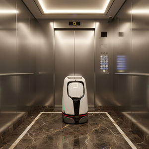 Robot de Servicio Inteligente para Hoteles, Modelo <span class=keywords><strong>ROCKIT</strong></span>, Carga de 50 kg, Entrega de Alimentos Autónoma Controlada por Aplicación con Llamada al Ascensor - Product Image 1