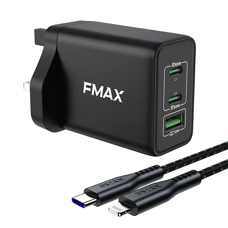 FMAX สายชาร์จและอะแดปเตอร์ติดผนัง3พอร์ต65W ได้รับการรับรองจาก MFI 2013สำหรับโทรศัพท์มือถือ