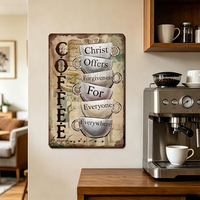 Décoration murale suspendue en bois vintage avec tasse à café, artisanat anglais inspirant