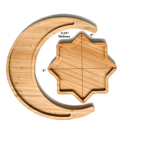 Assiettes à dîner en bois de bambou écologiques polies en forme de lune et d'étoile mignonnes Rani Industries RI335 - Product Image 1