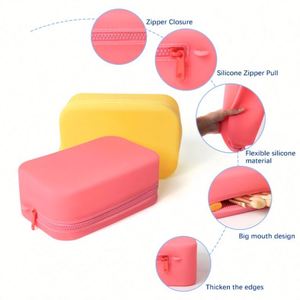 Large Capacity Eco-Friendly Water Resistant Durable Portable Silicone Zipper Closure Fashion <b>Makeup</b> Storage Bag - Product Image 5